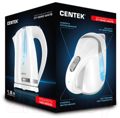 Электрочайник Centek CT-0040 (белый)