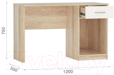 Письменный стол Империал Стелс 120 / 1д1ящ (дуб сонома/белый)