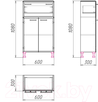 Шкаф для ванной Гамма 32.60 ОФ2 (белый, с ящиком)