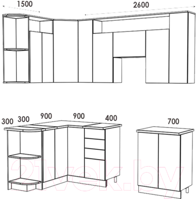 Кухонный гарнитур Артём-Мебель Виола СН-114 ДСП 2.6 Левая