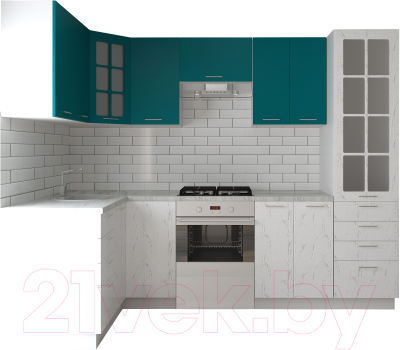 Готовая кухня Артём-Мебель София СН-114 со стеклом МДФ 1.4x2.7 - фото