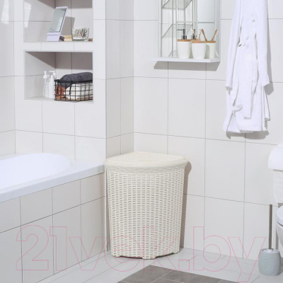 Корзина для белья Violet Ротанг / 235006 (60л, белый)