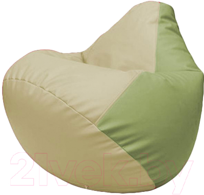 Бескаркасное кресло Flagman Груша Макси Г2.3-1019 (светло-бежевый/оливковый) - фото