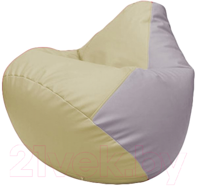 Бескаркасное кресло Flagman Груша Макси Г2.3-1025 (светло-бежевый/сиреневый) - фото