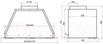 Вытяжка скрытая Elikor Врезной блок Flat 52П-650-К3Д (белый)