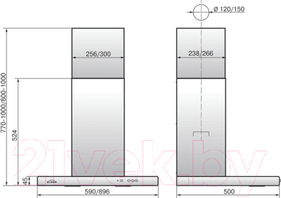 Вытяжка Т-образная Elikor Квадра 60П-430-К3Д
