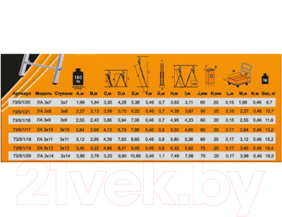 Лестница-стремянка Вихрь 73/5/1/21