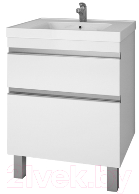 Тумба под умывальник Dreja Grace Plus 60 c 2 ящиками (белый лак) - фото