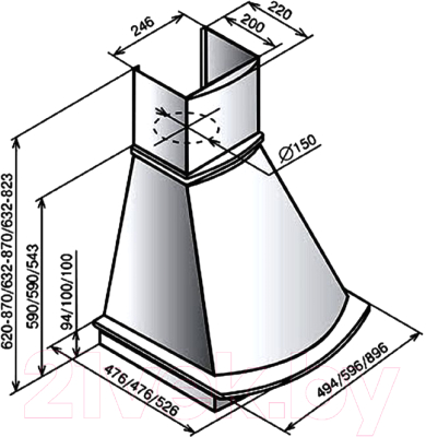 Вытяжка купольная Elikor Ротонда 50П-650-П3Л (бежевый/дуб неокрашенный)