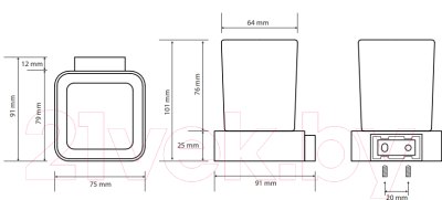Стакан для зубной щетки и пасты Bemeta Solo 139110012