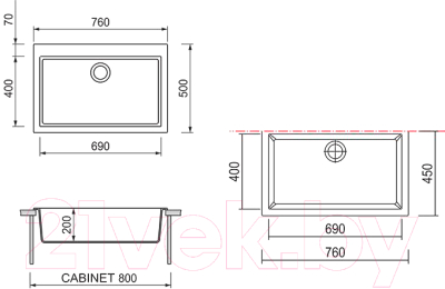 Мойка кухонная Longran Cube CUG760.500 (арена)