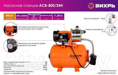 Насосная станция Вихрь АСВ-800/24Н