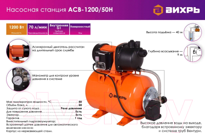 Насосная станция Вихрь АСВ-1200/50Н