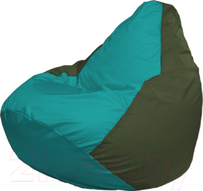 Бескаркасное кресло Flagman Груша Медиум Г1.1-288 (бирюзовый/тёмно-оливковый) - фото