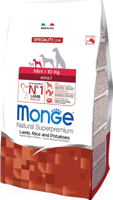 Сухой корм для собак Monge Speciality Adult Mini Lamb, Rice&Potato - фото