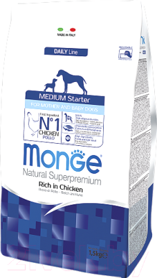 Сухой корм для собак Monge Daily Medium Starter Rich in Chicken - фото
