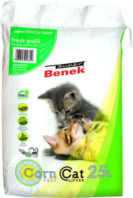 Наполнитель для туалета Super Benek Corn Cat Свежая трава - фото