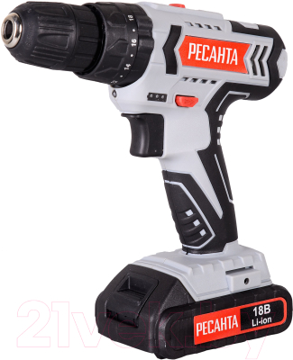 Аккумуляторная дрель-шуруповерт Ресанта ДА-18-2ЛК-У (75/14/6) - фото