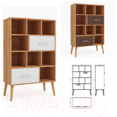 Стеллаж ФорестДекоГрупп Сканди / ГН 028-05 (дуб крафт/белый)