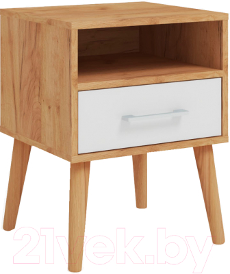 Прикроватная тумба ФорестДекоГрупп Сканди / ГН 028-12 (дуб крафт/белый) - фото
