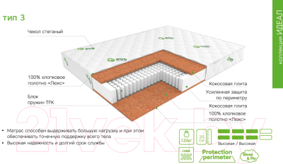Матрас EOS Идеал 3 110x186
