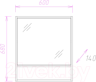 Шкаф с зеркалом для ванной Onika Натали 60.00 R (206061)
