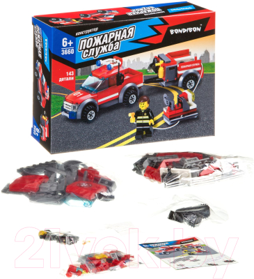 Конструктор Bondibon Пожарная служба. Машина с прицепом / ВВ3660