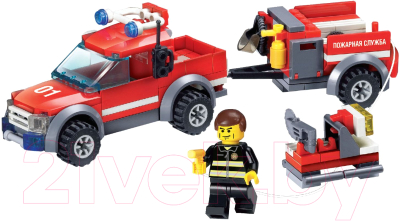 Конструктор Bondibon Пожарная служба. Машина с прицепом / ВВ3660