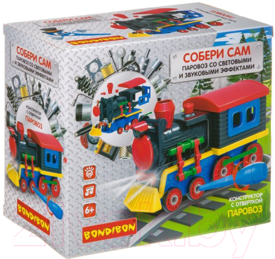 Конструктор Bondibon Собирай и играй. Паровоз / ВВ4157 - фото