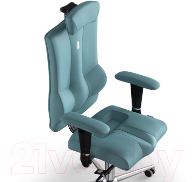 Кресло офисное Kulik System Elegance экокожа (синий с подголовником)