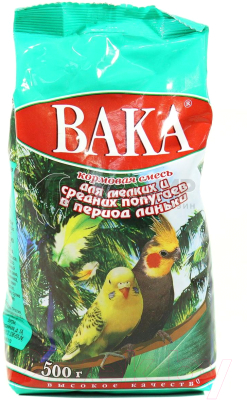 Корм для птиц ВАКА Для средних и мелких попугаев в период линьки - фото