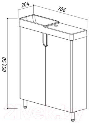Тумба под умывальник Belux Кадис Н 70 (1, белый)