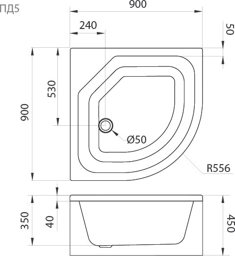 Душевой поддон Triton Высокий ПД5 90x90
