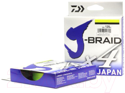 Леска плетеная Daiwa J-Braid X4E 0.10мм 135м / 12740-010 (желтый)