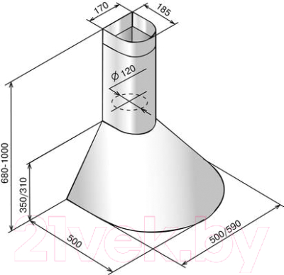 Вытяжка купольная Elikor Эпсилон 60П-430-П3Л