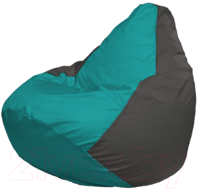 Бескаркасное кресло Flagman Груша Супер Мега Г5.1-287 (бирюзовый/темно-серый) - фото