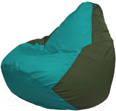 Бескаркасное кресло Flagman Груша Супер Мега Г5.1-288 (бирюзовый/темно-оливковый) - фото