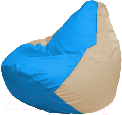 Бескаркасное кресло Flagman Груша Мега Super Г5.1-275 (голубой/светло-бежевый) - фото