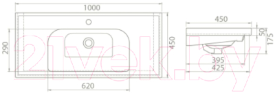 Умывальник CeraStyle Frame 100