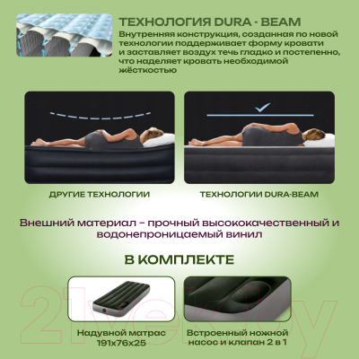 Надувной матрас Intex Downy Airbed 64760