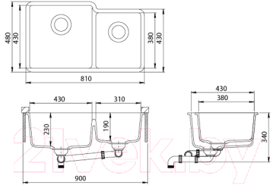 Мойка кухонная Aquasanita SQA230LW (черный металлик)