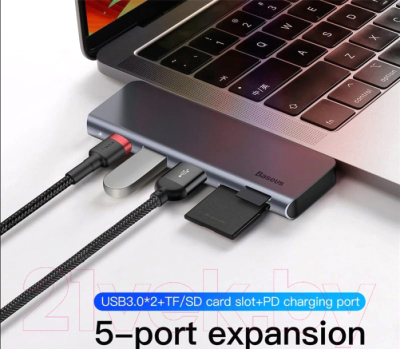 USB-хаб Baseus Harmonica 5 в 1 / CAHUB-K0G