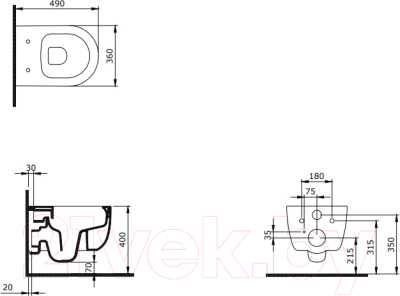 Унитаз подвесной Bocchi V-Tondo Compacto Rimless 1417-001-0129