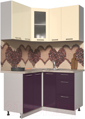 Готовая кухня Интерлиния Мила Пластик 1.2x1.3 - фото