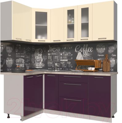 Готовая кухня Интерлиния Мила Пластик 1.2x1.9 - фото