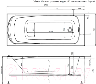 Ванна акриловая Aquanet Roma 170x70