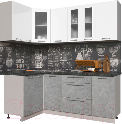 Кухонный гарнитур Интерлиния Мила Пластик 1.2x2.0 - фото