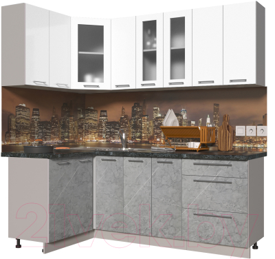 Кухонный гарнитур Интерлиния Мила Пластик 1.2x2.1 - фото