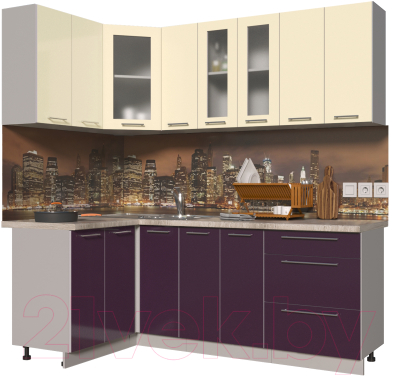 Готовая кухня Интерлиния Мила Пластик 1.2x2.1 - фото