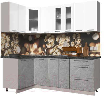 Кухонный гарнитур Интерлиния Мила Пластик 1.2x2.2 - фото